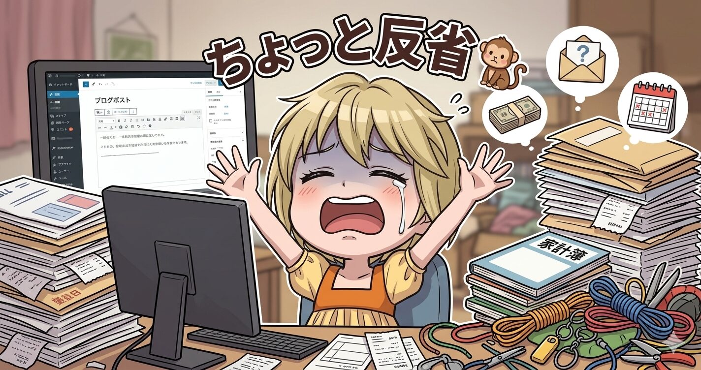 アイキャッチ「ちょっと反省🐒」
